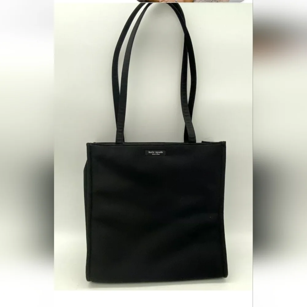 Kate spade Black Microfiber Fabric Vintage Tote Polkadot Interior Casing